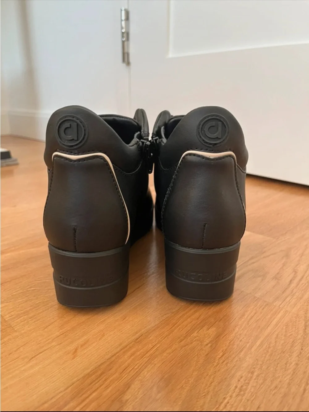 Black Wedge Sneaker with Cream Trim